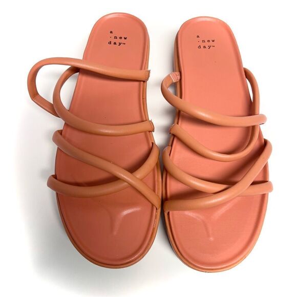 🚨4/$25 A New Day Soft Apricot Strappy Sandals Size 10 - Picture 1 of 6